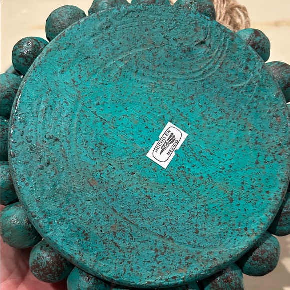 Rustic Teal Decorative Bowls with Tassels